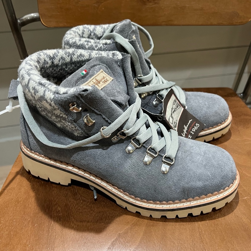 La Montelliana 1965 Italian Boots Hiker Suede   Gray Size 39 US 8.5 Rare Find